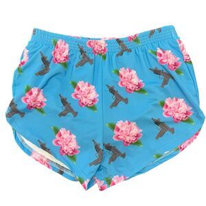 Silkies Lined Mini Shorts Guns Roses Blue Military Workout Gym Athletic Unisex L
